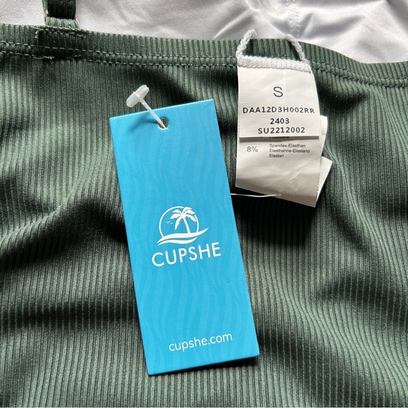 NWT Cupshe Green Tankini Swimsuit Bathing Sz S - Picture 4 of 4